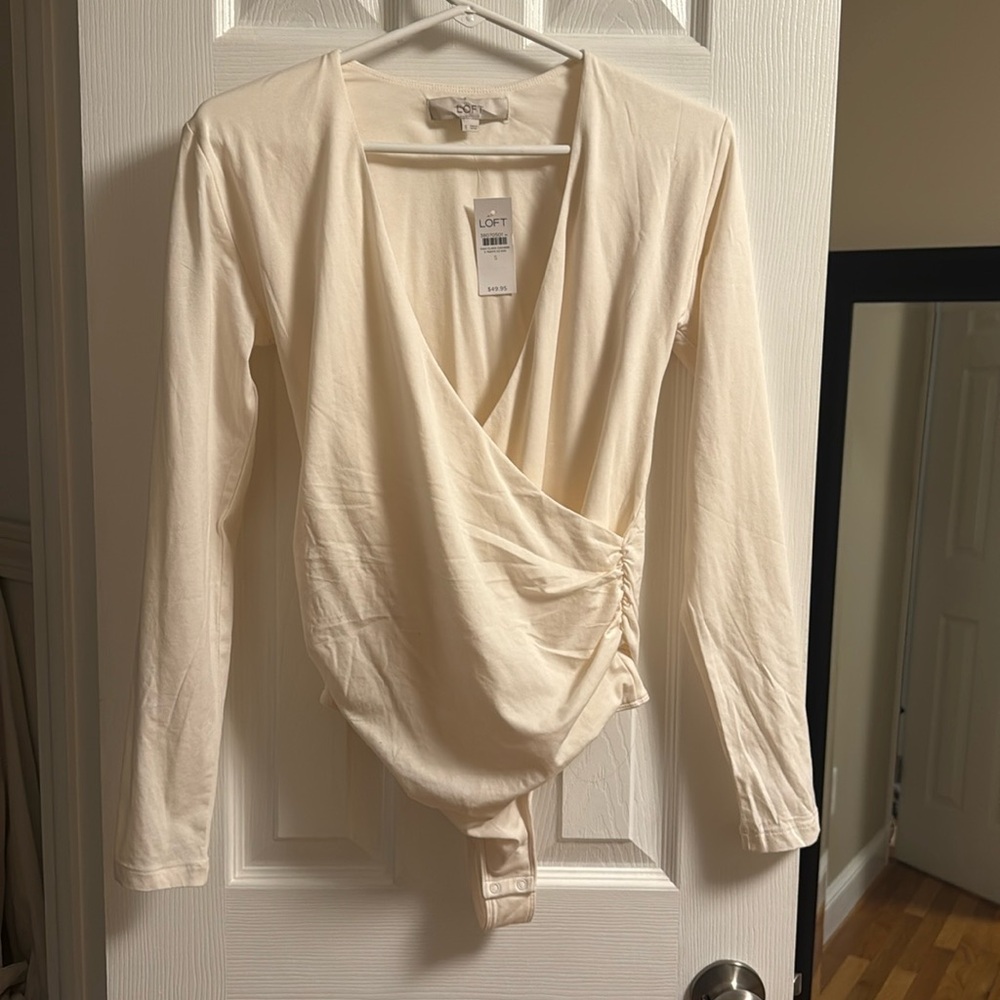 **NWT** Loft cream long sleeve body suit